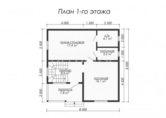 Проект ДК045 - планировка 1 этажа