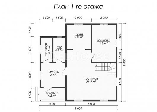 Проект ДК054 - планировка 1 этажа