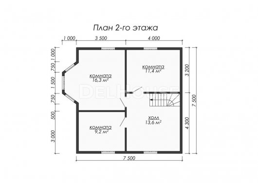 Проект ДК072 - планировка 2 этажа