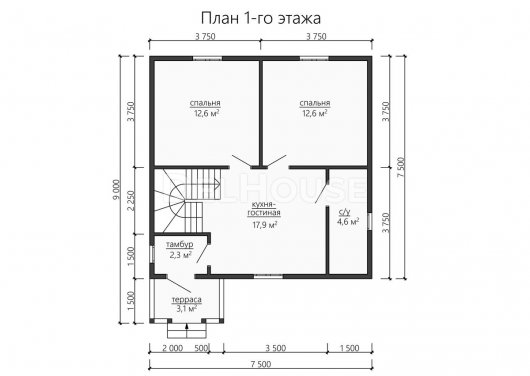 Проект ДК166 - планировка 1 этажа