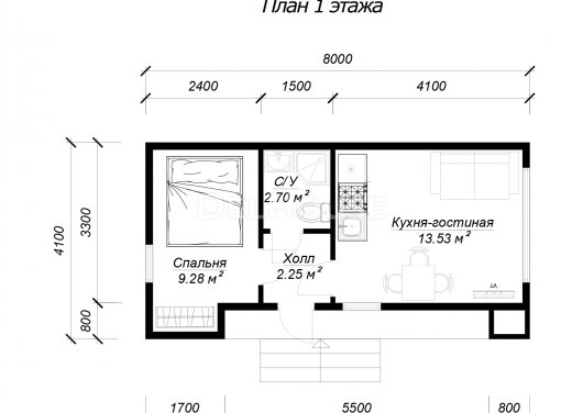 ДК250 - планировка 1 этажа