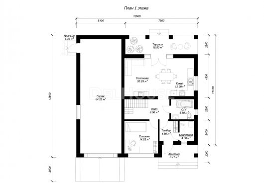ДК255 - планировка 1 этажа