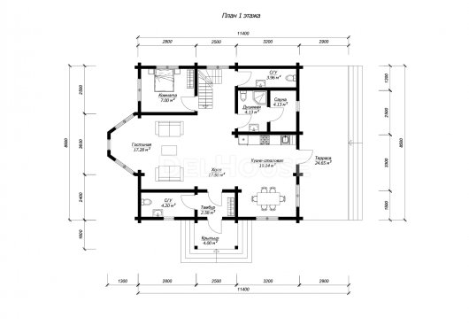 ДКБ004 - планировка 1 этажа