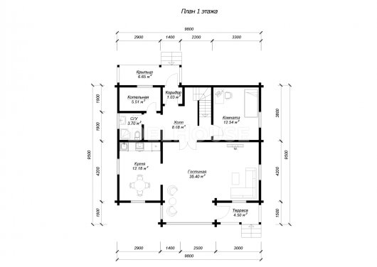 ДКБ008 - планировка 1 этажа