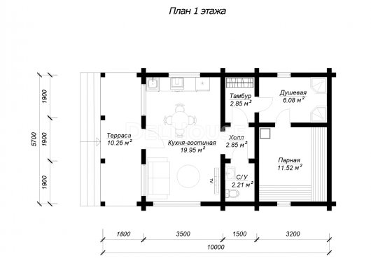 ДКБ009 - планировка 1 этажа