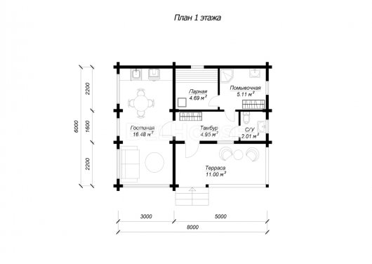 ДКБ010 - планировка 1 этажа