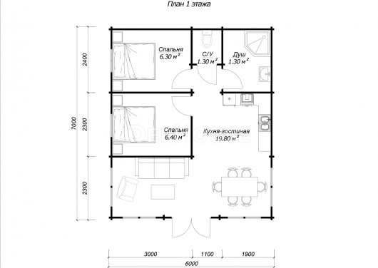 ДКБ016 - планировка 1 этажа