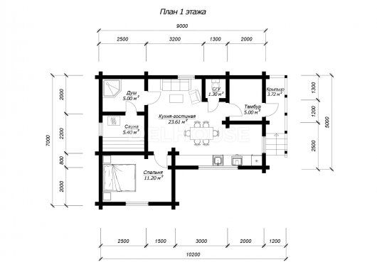 ДКБ018 - планировка 1 этажа