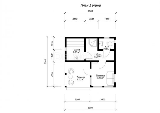 КБ022 - планировка 1 этажа