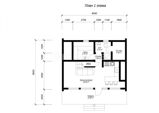 КБ030 - планировка 1 этажа