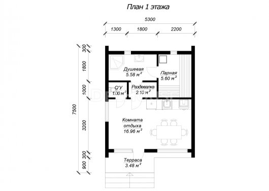 КБ033 - планировка 1 этажа