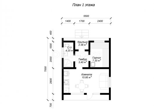 КБ034 - планировка 1 этажа
