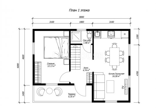 ДБ214 - планировка 1 этажа