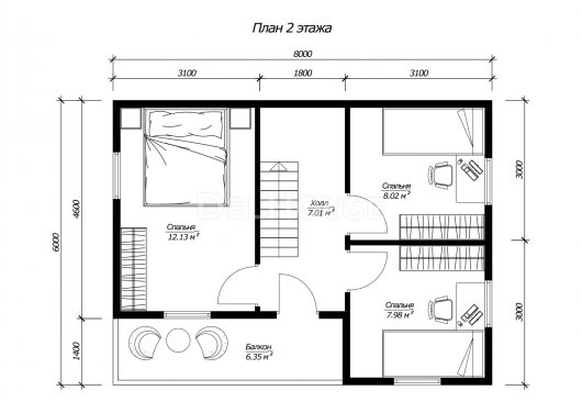 ДБ214 - планировка 2 этажа